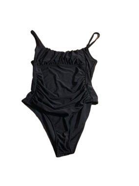 Classic Black One-Piece Swimsuit - Sleek Ruched Design